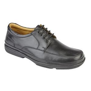 Roamers Mens Leather Wide Fit 4 Eye Deluxe Casual Shoes / Black